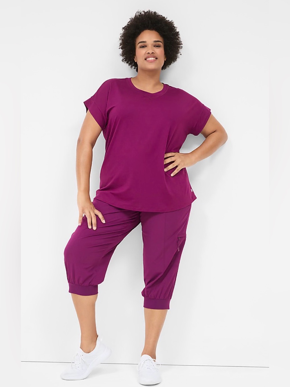LIVI for Lane Bryant Cargo Capri Joggers 18/20 Plum EUC - Picture 3 of 11
